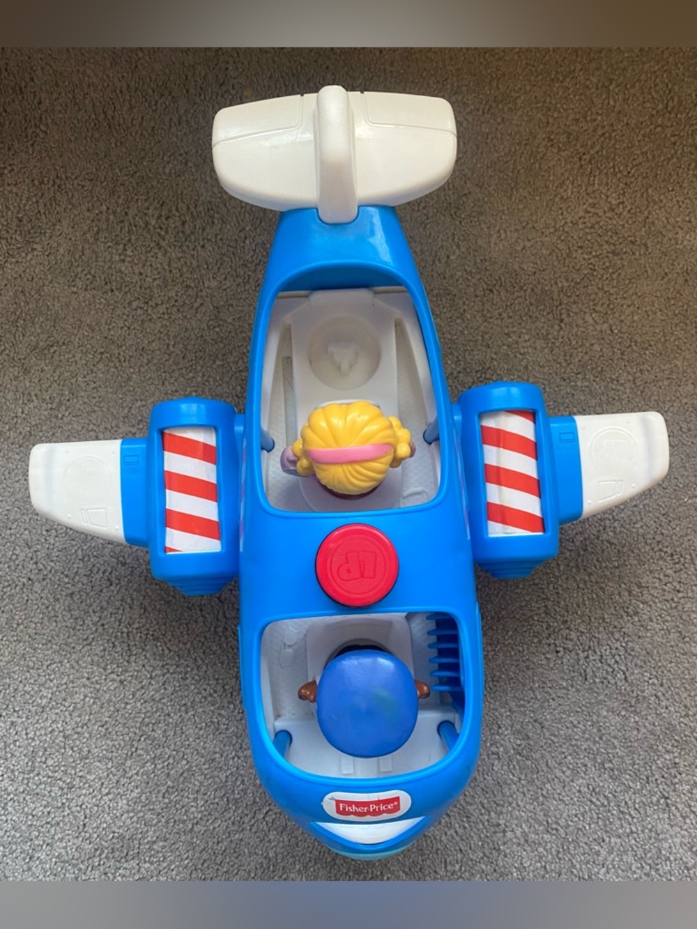 Fisher-Price Little People 2016 Blue & White Airplane with Pilot & Girl Figures